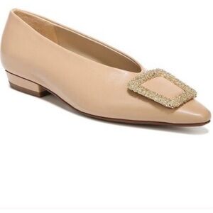 Sam Edelman Janina Beige Embellished Buckle Flats Size 8